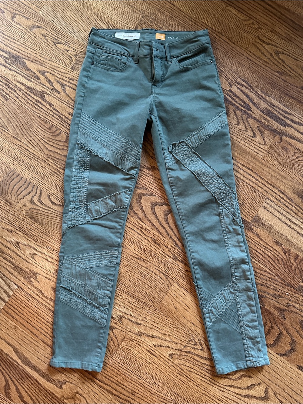 Anthropology Pilcro and the Letterpress Olive Green Moto-Style Ankle Pants